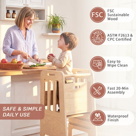 Wingyz Toddler Tower sliding door balances younger safety with older independence.