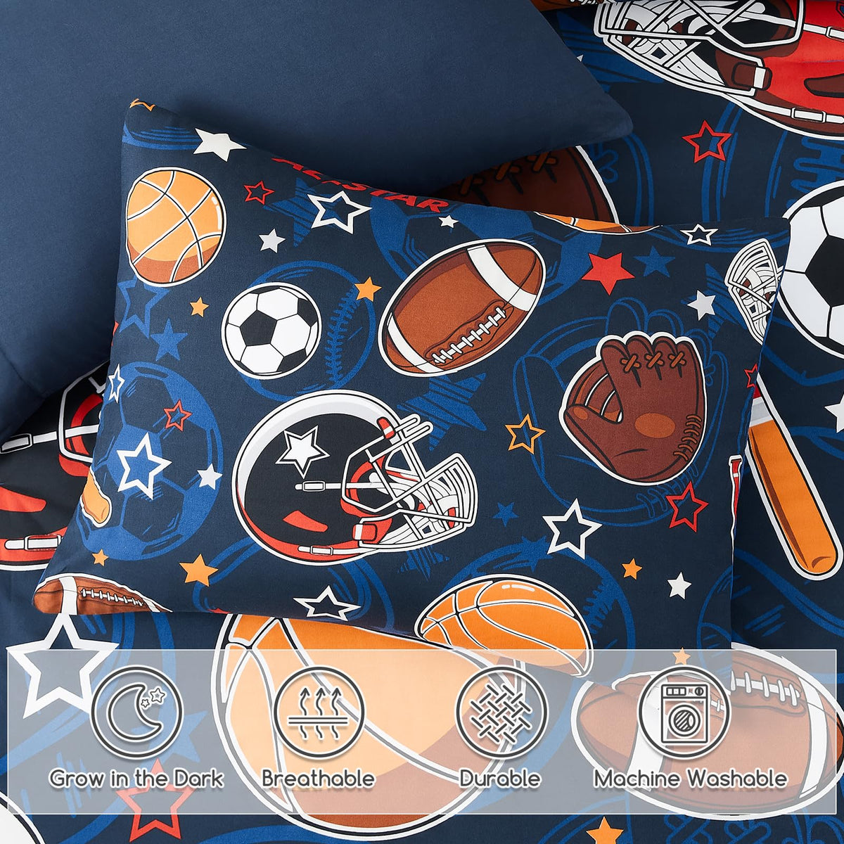 Wink Deer comforter with shams and pillowcases laid out