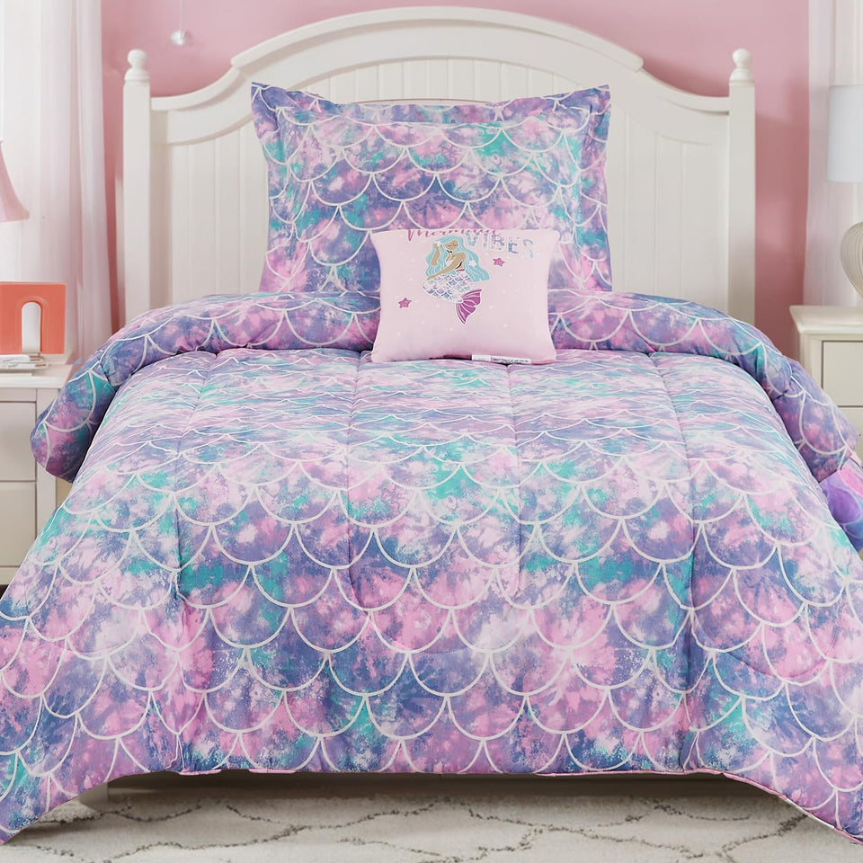 Wink Deer mermaid glow comforter twin glows softly at night for cozy sleep.