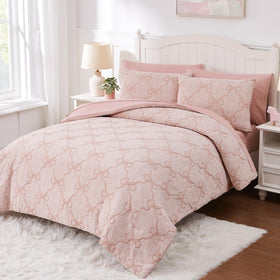Wink Deer Pink Diamond fitted sheet showing soft, durable fabric under bed frame