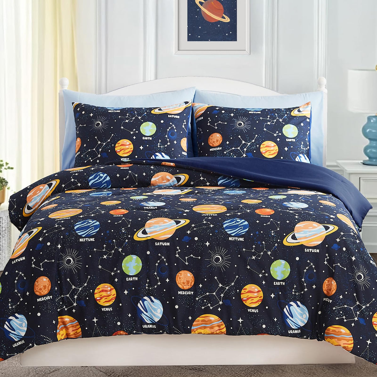 Wink Deer Twin Comforter space glow pattern glows softly for nighttime wonder