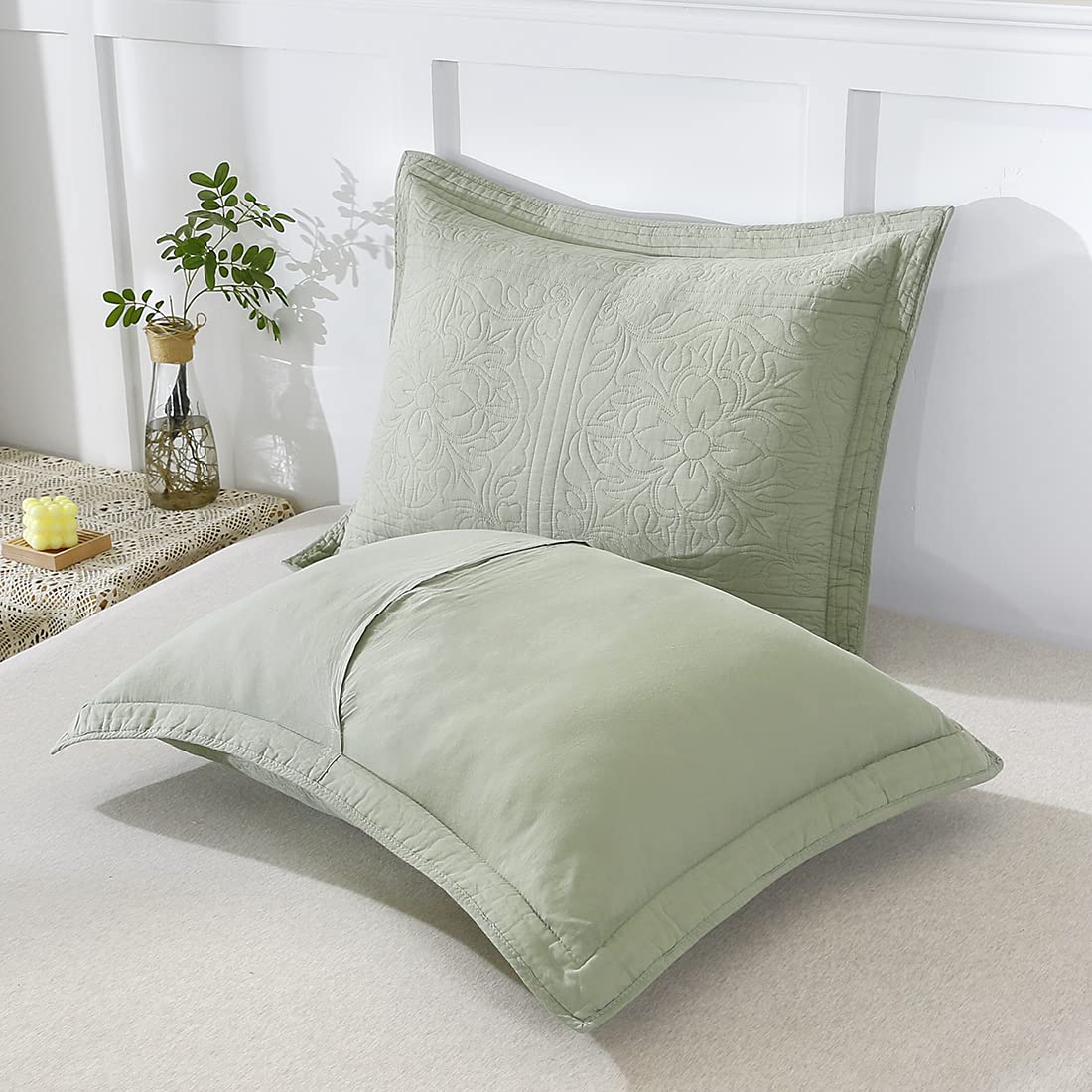 WINLIFE pillow sham embroidery accent demonstrates tasteful style for any bedroom