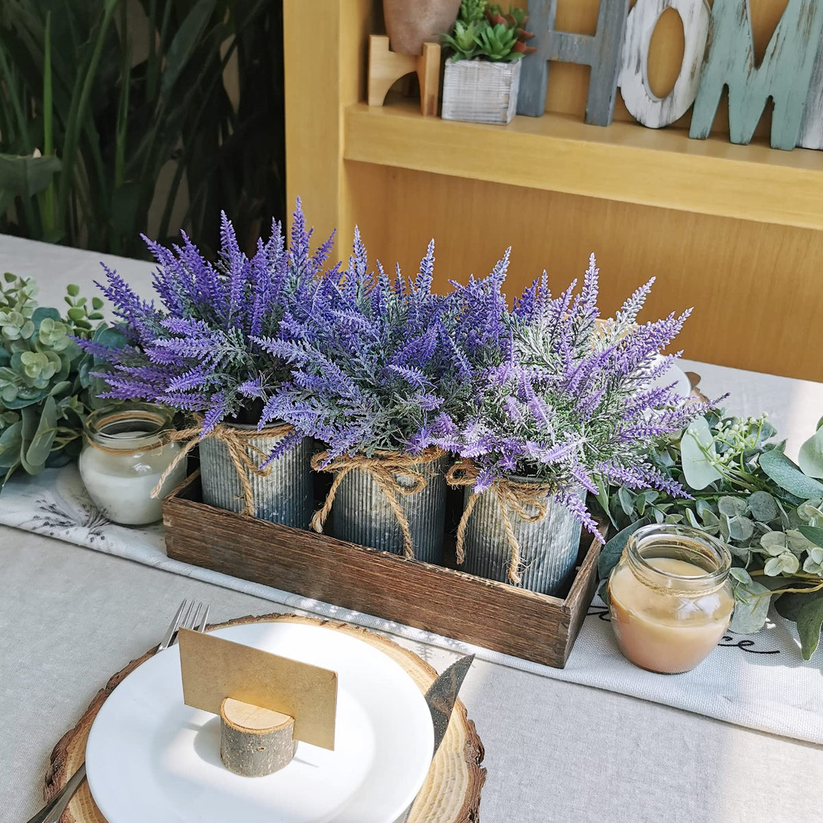 Winlyn artificial lavender bushes capture vibrant purple hues and greenery.