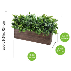 Winlyn rectangular wooden planter detail highlights rustic charm and durability.