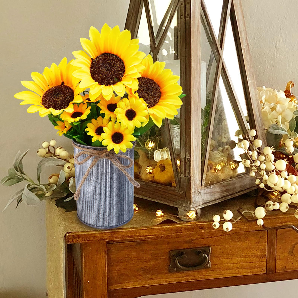 Winlyn centerpiece on mantel or shelf elevating living room decor with country charm.