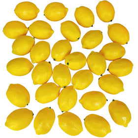 Winlyn lemon-faux-fruits 30-pack, side view, lifelike texture for realistic centerpieces.