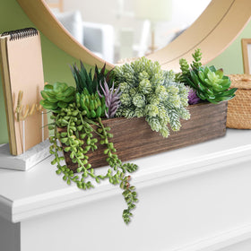 Winlyn 15-inch succulent arrangement with variety of textures for versatile decor.
