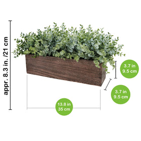 Winlyn wooden planter box detail shows warm, rustic texture for decor.