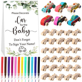 WinnerWhy wooden cars for a baby shower kit, ready for decorating and keepsakes.