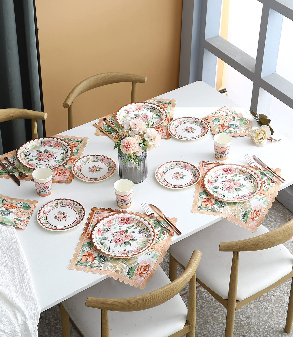 Winoo Design vintage floral rose gold party decor for celebrations