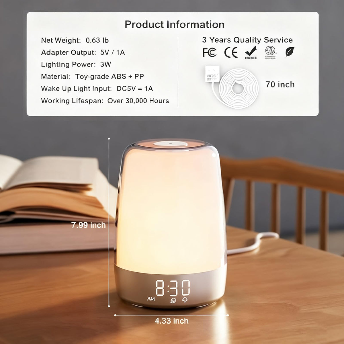 Winshine multi-scene nightstand lamp adapts from night light to reading and dinner ambience.