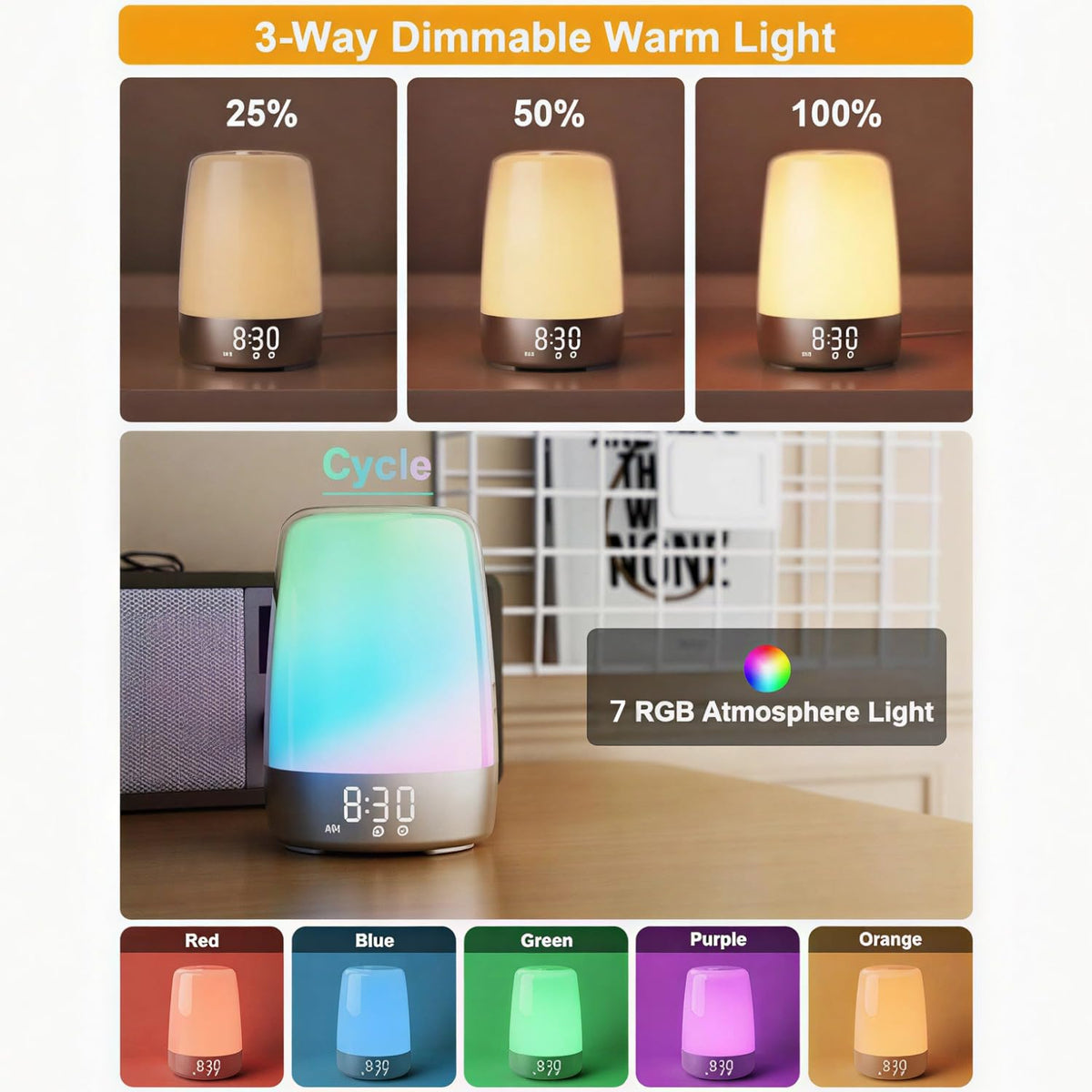 Winshine snooze and nature sounds provide reassuring wake up options for heavy sleepers.