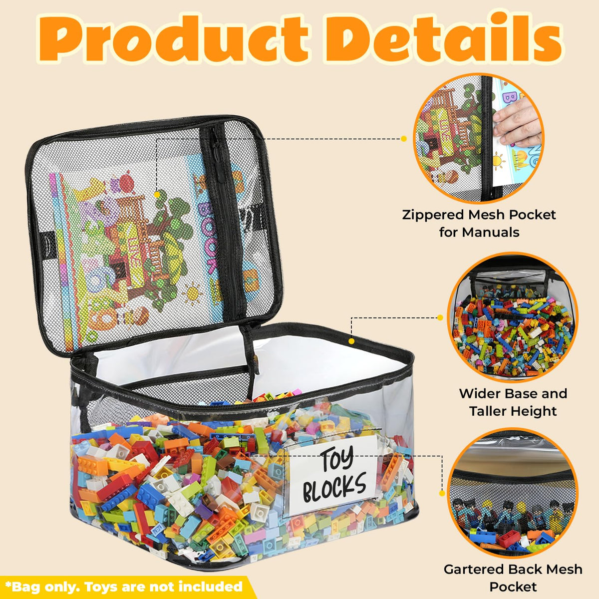 WinzMil transparent design bag lets kids spot their toys quickly.