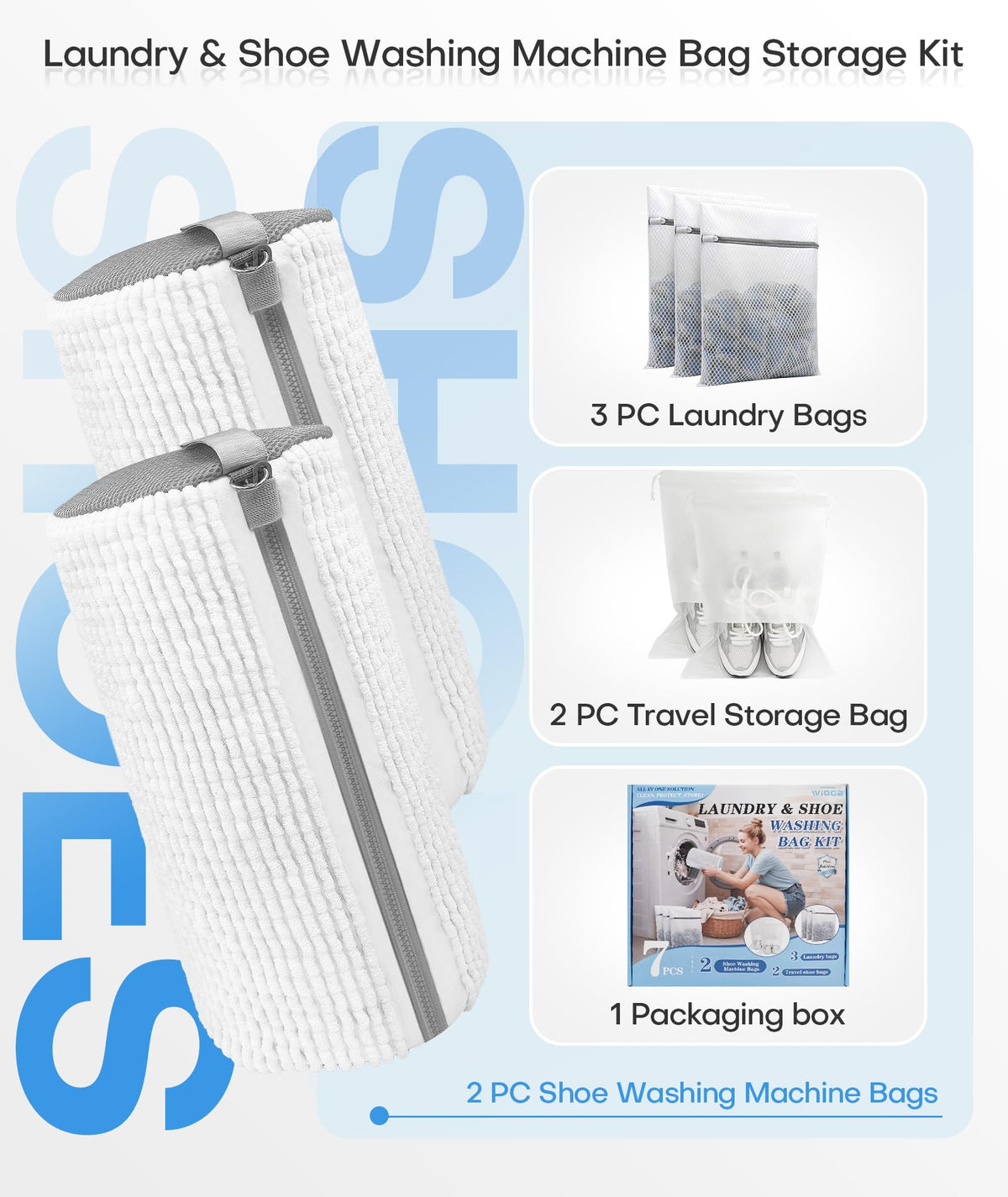 WIOGB microfiber shoe washing bag delivers gentle, thorough cleaning.
