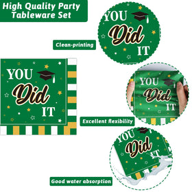 Wiooffen 6-5in napkins green gold for elegant table setup