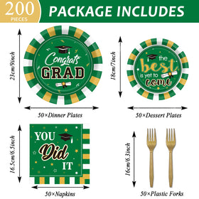 Wiooffen 7 inch grad plate in green gold for guests