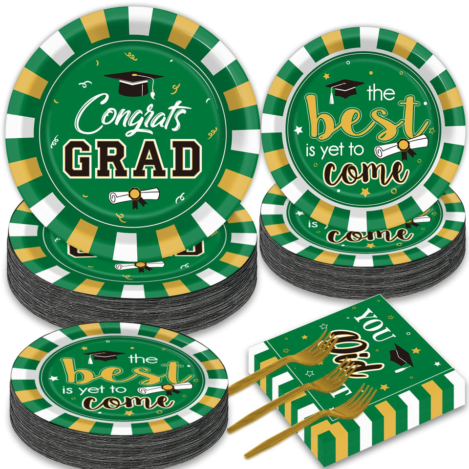 Wiooffen 9 inch grad plate in green gold for Class of 2026 celebrations