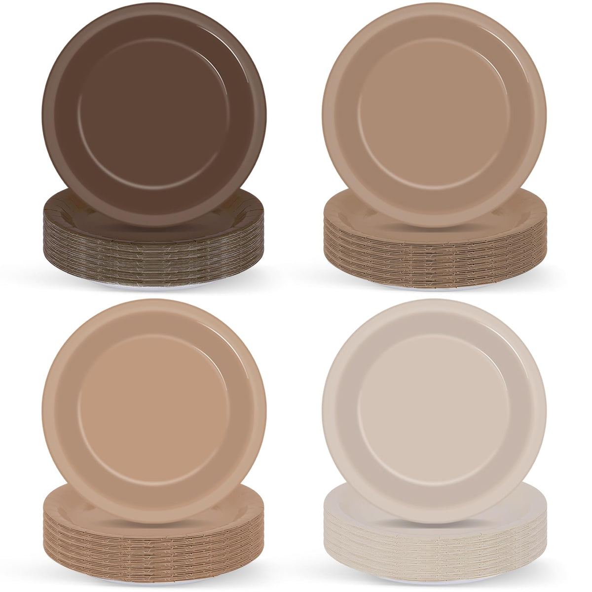 Wiooffen gradient brown plates front view, stylish disposable dinnerware for parties and easy cleanup.