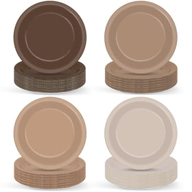 Wiooffen gradient brown plates front view, stylish disposable dinnerware for parties and easy cleanup.