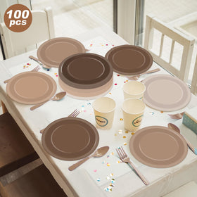 Wiooffen gradient brown plates 9inch, versatile for appetizers and desserts.