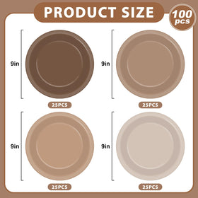 Wiooffen gradient brown plates stacked, sturdy party plates for everyday meals and celebrations.