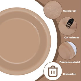 Wiooffen gradient brown plates on table, elevating decor while simple disposal after meals.