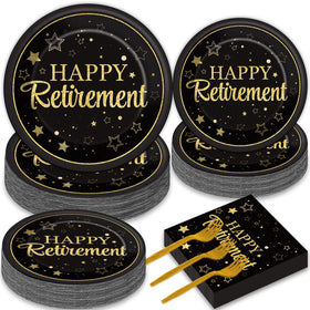 Wiooffen retirement plates 9-inch in black and gold for elegant dining and easy cleanup.