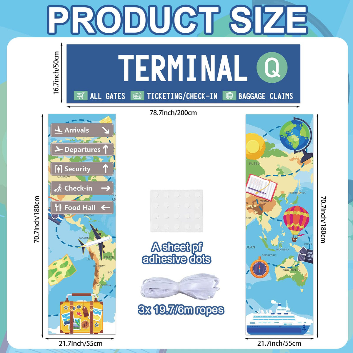 Wiooffen travel world map banner 1 creates an adventurous photo backdrop