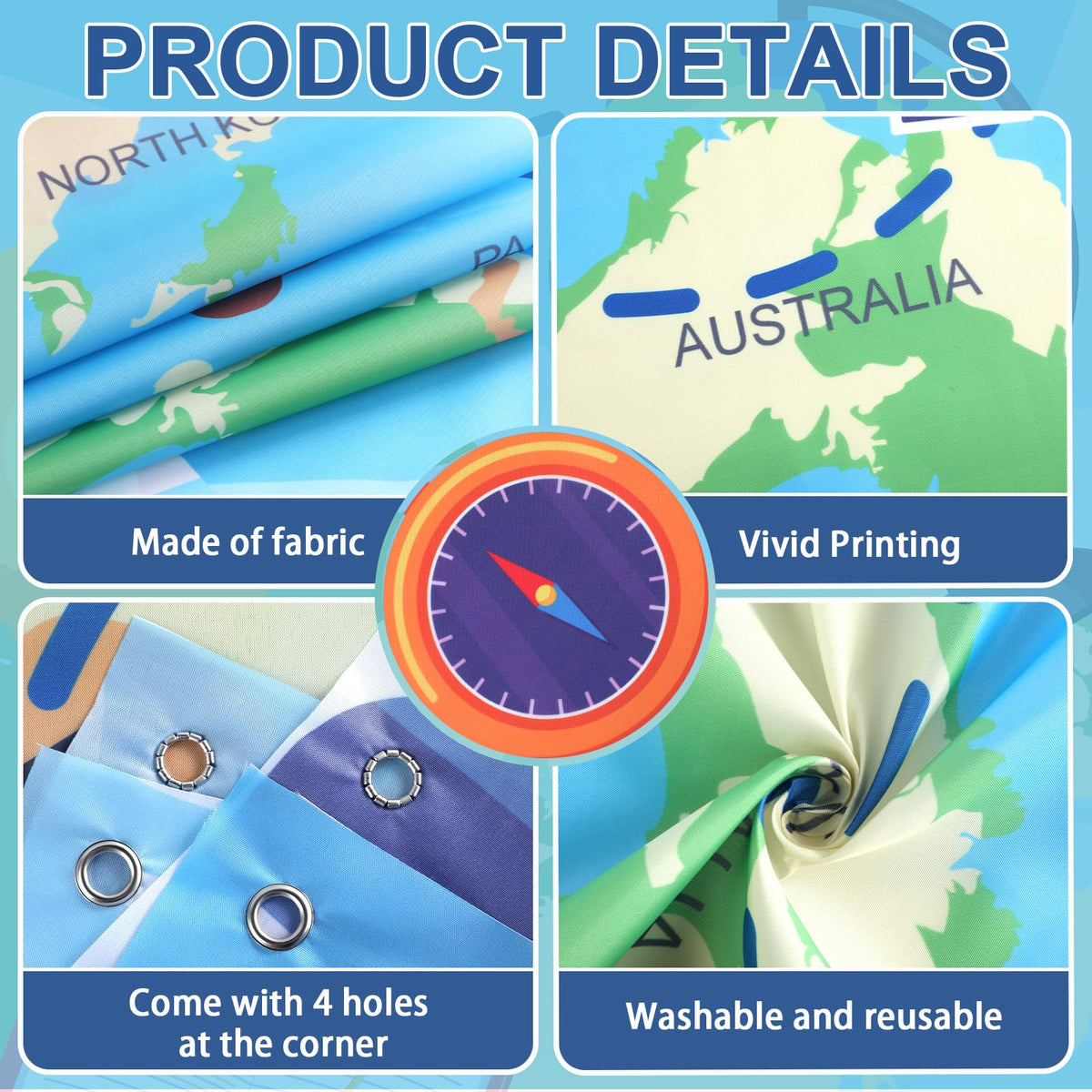 Wiooffen travel world map banner 2 enhances doorway with immersive travel theme