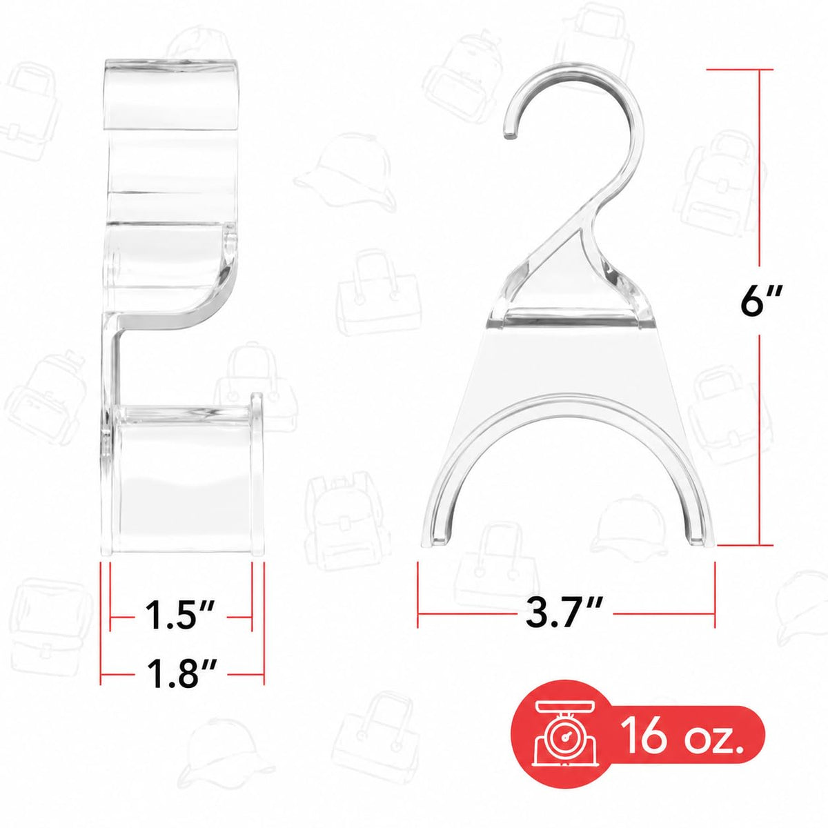 Wiosi acrylic purse hanger for durable closet display and protection