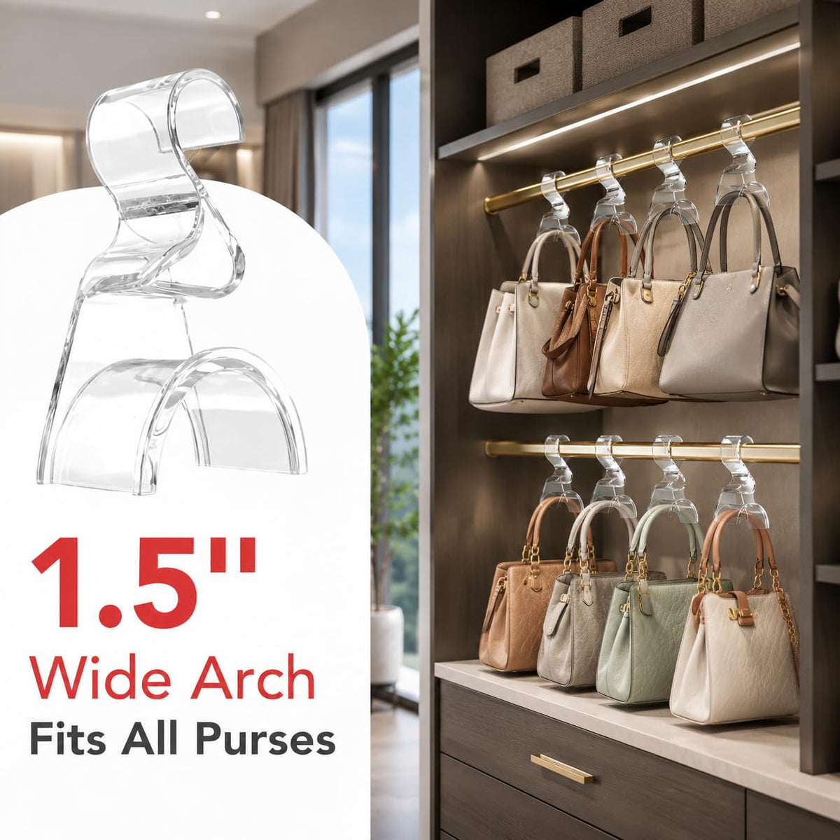 Wiosi bag hanger with arch hook protects bags from creasing