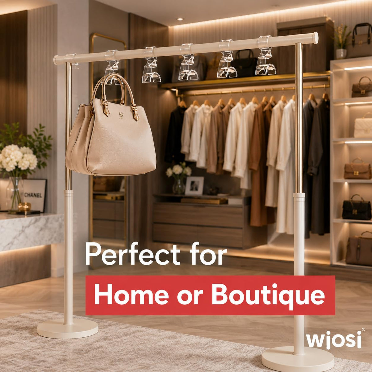 Wiosi three-pack purse hangers for versatile closet organization