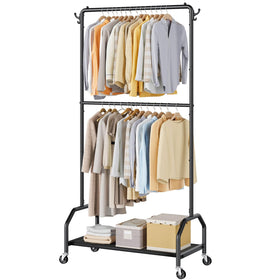 Wiracks double hanging clothes rack with two rods for versatile wardrobe organization
