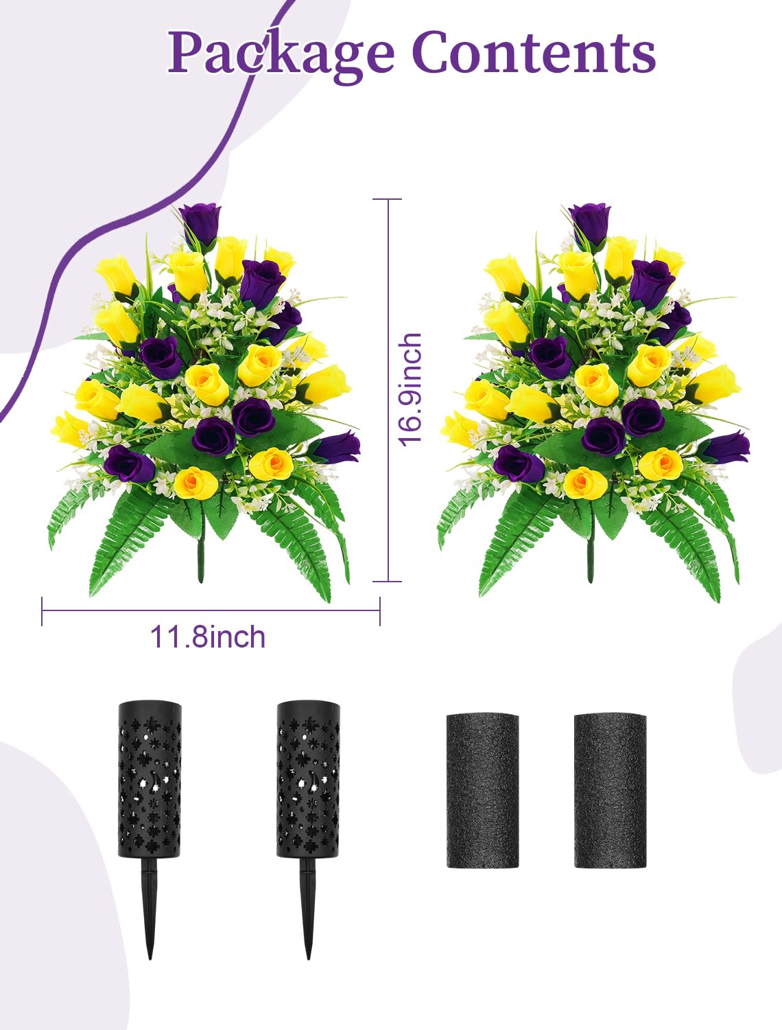 Wironlst realistic artificial memorial flowers resemble fresh arrangements for headstones.
