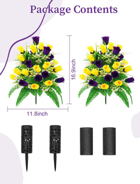 Wironlst realistic artificial memorial flowers resemble fresh arrangements for headstones.