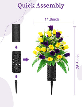 Wironlst weather-resistant grave flowers stay vibrant in sun and rain.