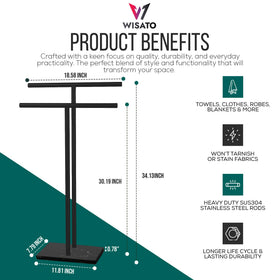 WISATO double T shape drying stand offers side access for towels.