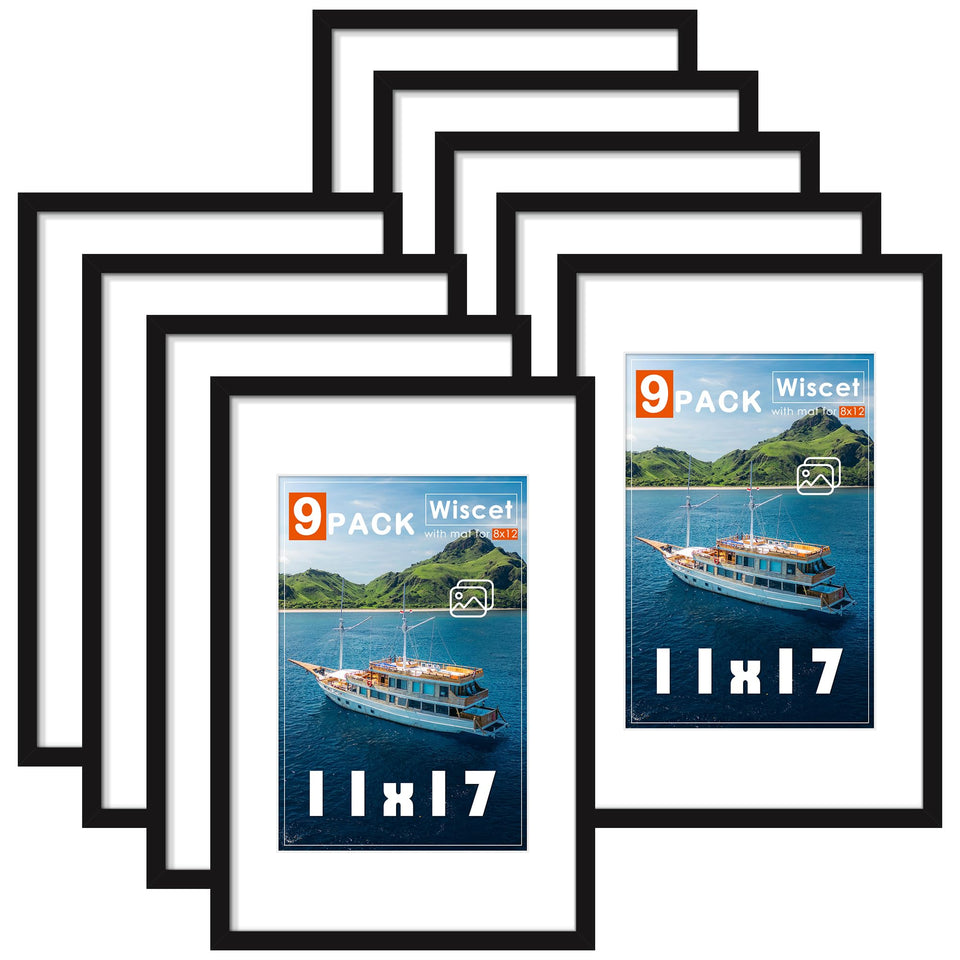 Wiscet 11x17 frame set packaging shows safe shipping and sturdy craftsmanship for your photos