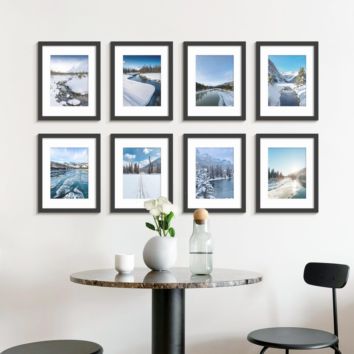 Wiscet black frame complements photos and art in any room