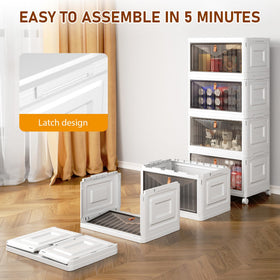 Wise Oannes 4-tier storage bins assembled for closet organization.