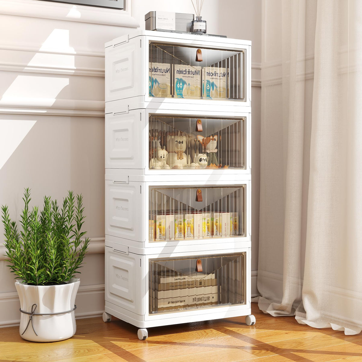 Wise Oannes closet organization idea using stackable bins.