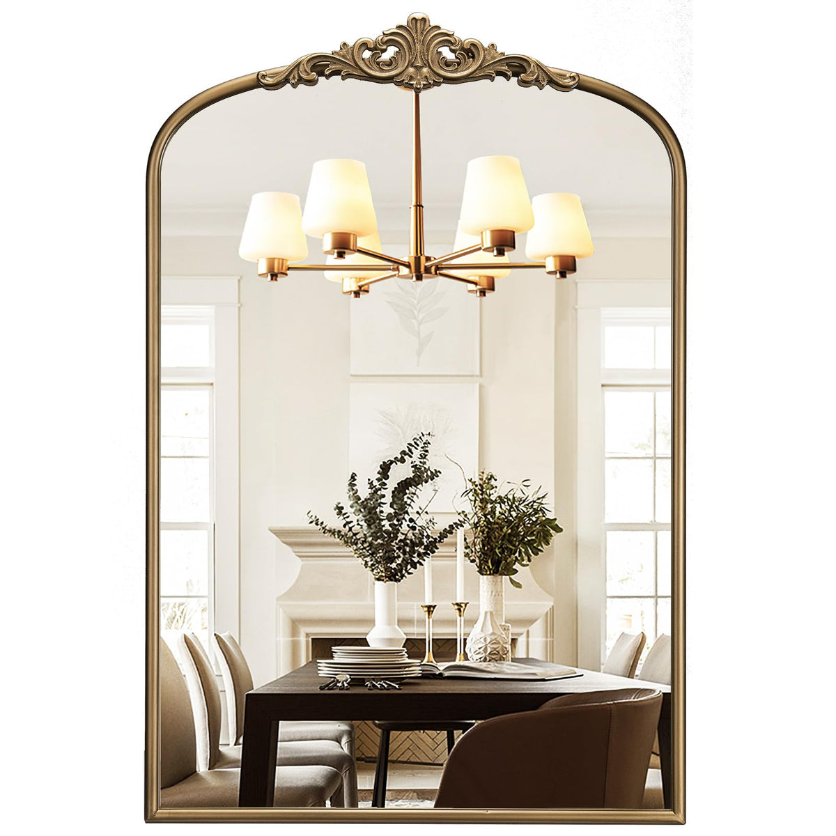 Wiserset vintage arched gold mirror with arch design enhances space and elegance