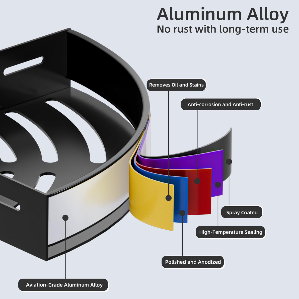 Wisfame aluminum triangle shelf hollow base for quick water drainage