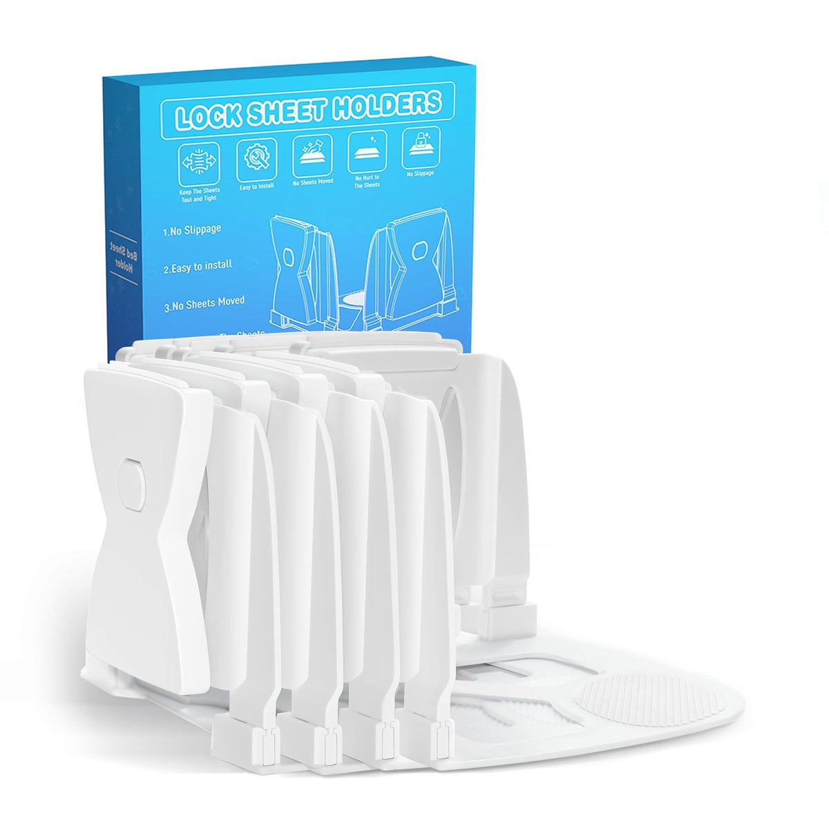 WishBay corner sheet holders install easily for secure bedding.