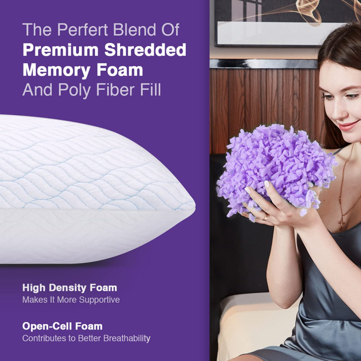 WISHSMILE pillow suitable for all sleep positions with adjustable loft