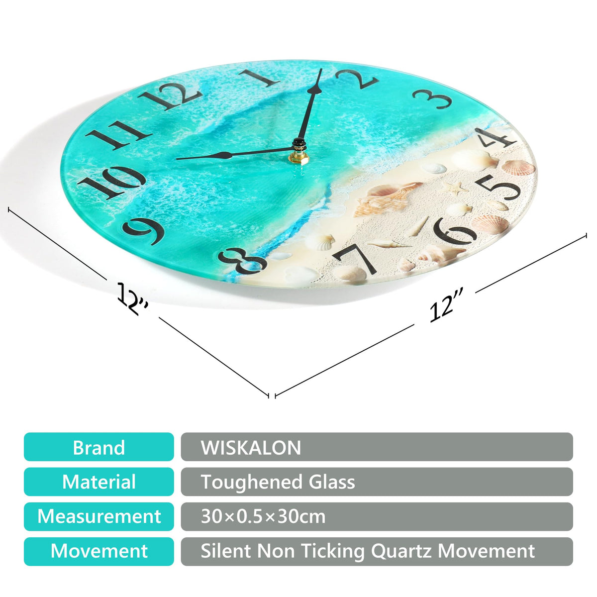 WISKALON 12-inch glass dial with white numerals for easy reading.