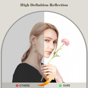WISSMIELS arched mirror mounted on wall highlights outfits with elegant silhouette.
