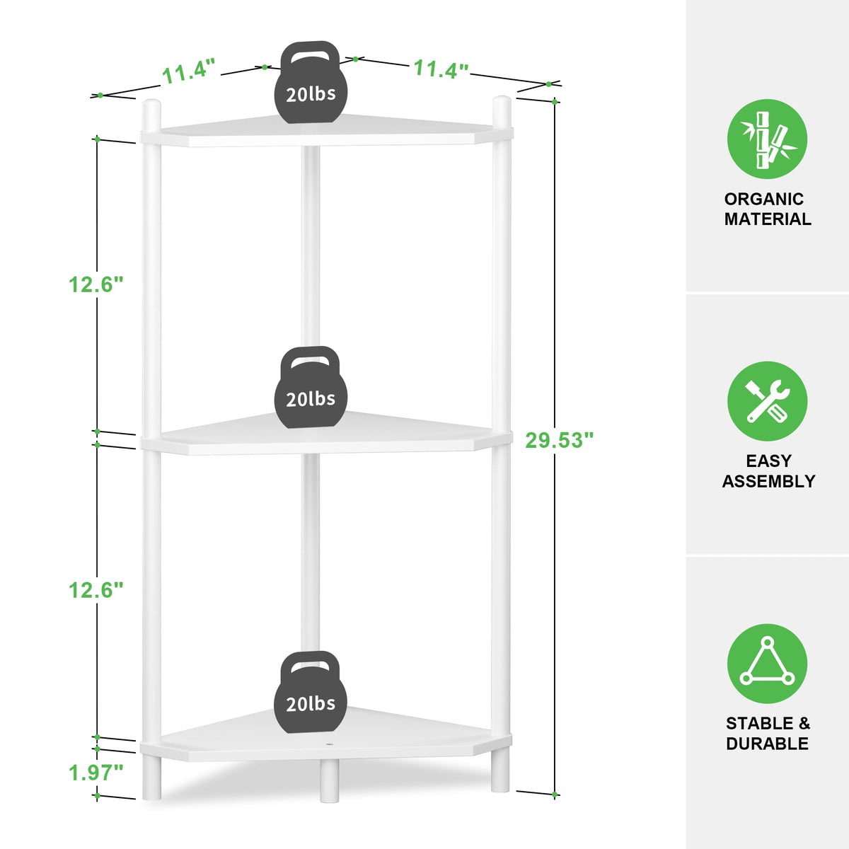 Wisuce stable triangle-base shelf designed to resist humidity