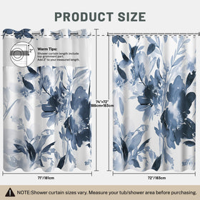 WITHLOC curtain measures 71 by 74 inches for standard baths.