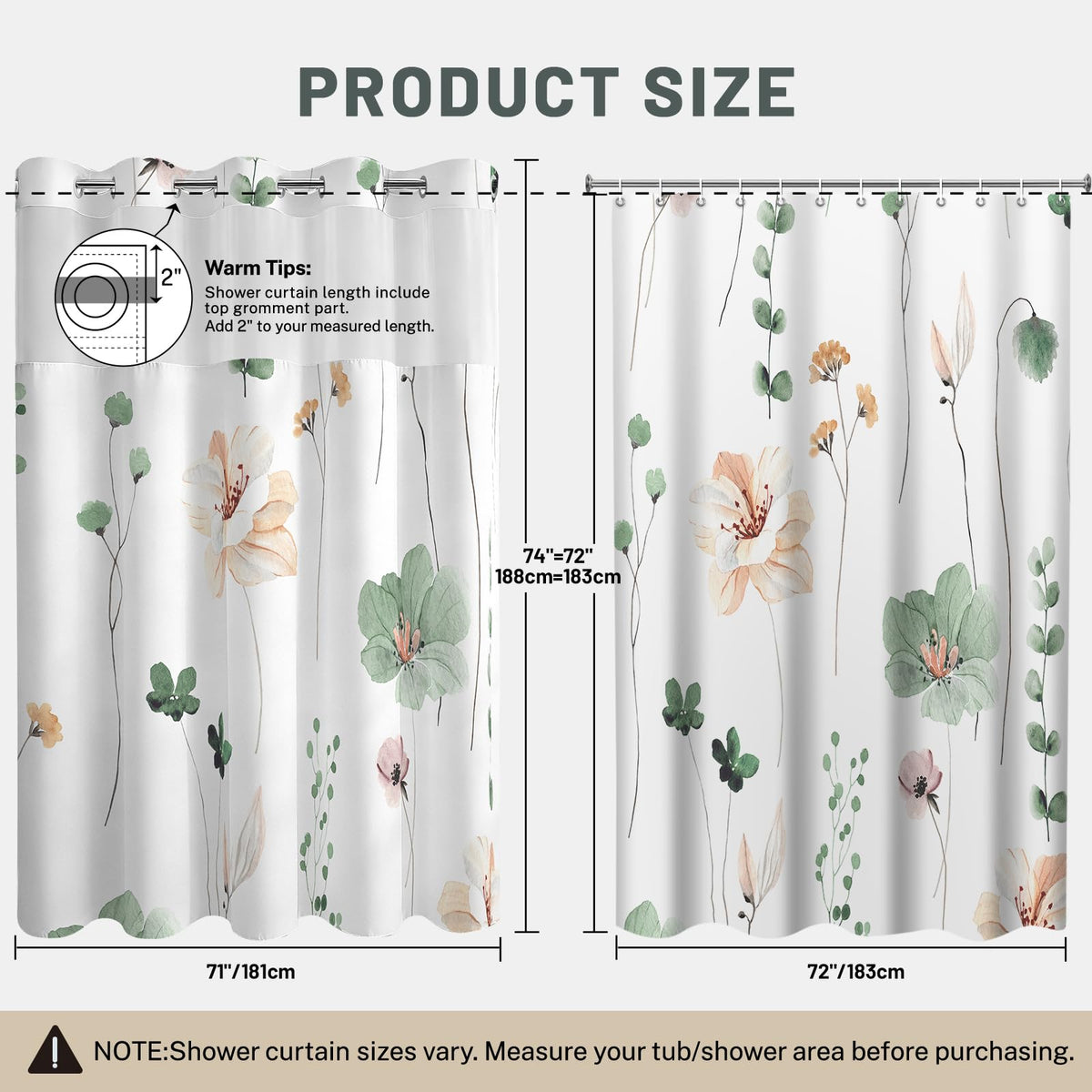 WITHLOC curtain and liner set provides a ready-to-use shower solution